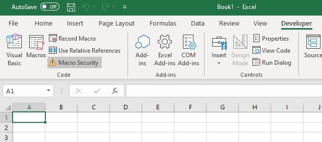 Excel Developer Mode